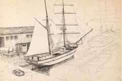 Dibuix inacabat
d'Emerencià Roig i Raventós. Fons: Biblioteca Popular Santiago Rusiñol.