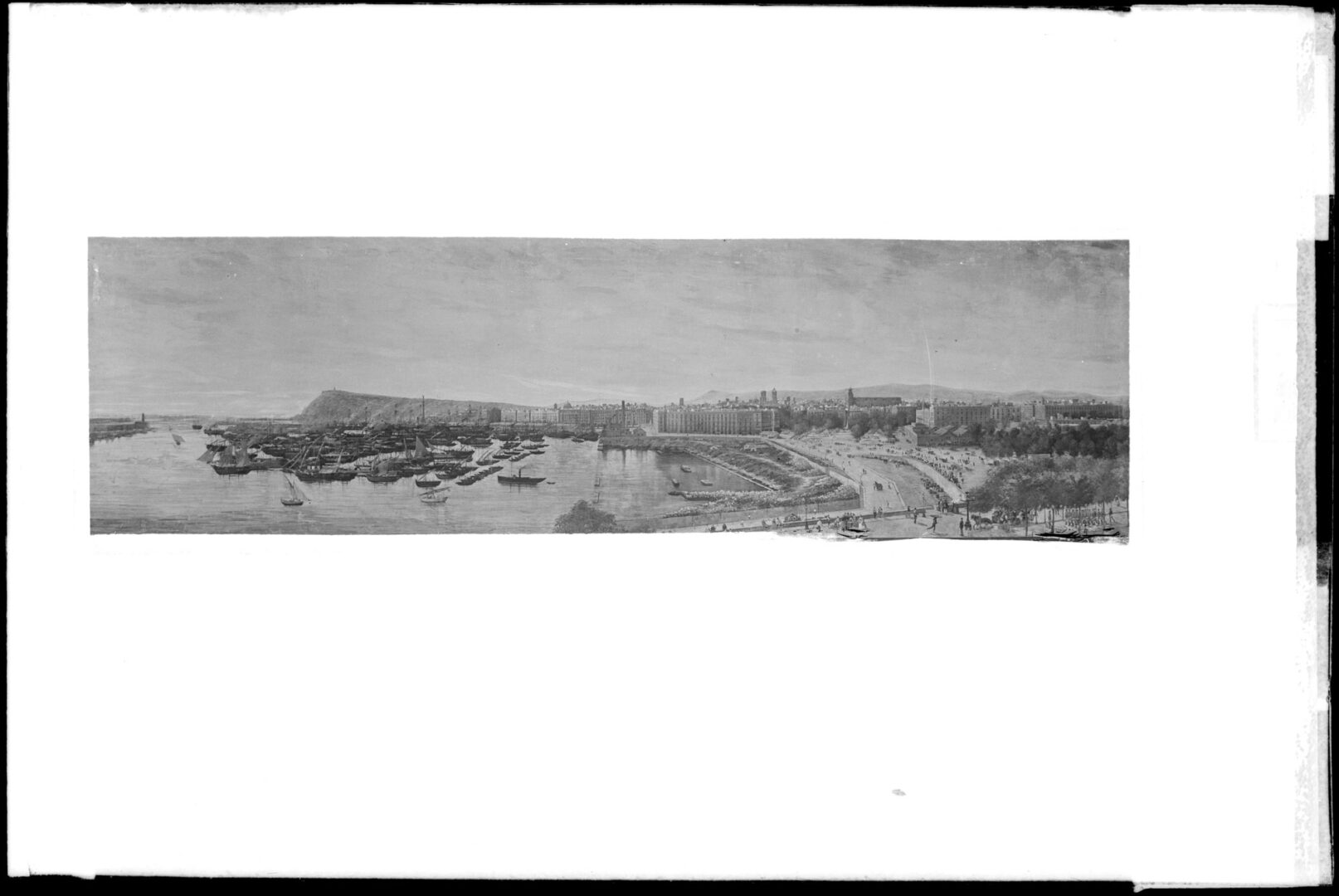Gelatin and silver bromide negative on glass of the painting View of the Port of Barcelona, ​​dated around 1940 (MMB Archive). ARGO 15. Barcelona Maritime Museum.