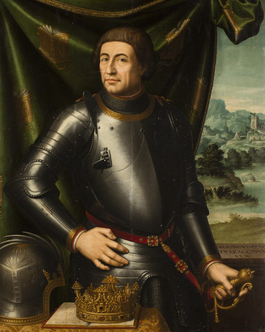 Retrat d'Alfons el Magnànim, per Juan de Juanes. 1557. Wikimedia Commons - Museu de Saragossa. ARGO 15. Museu Marítim de Barcelona.