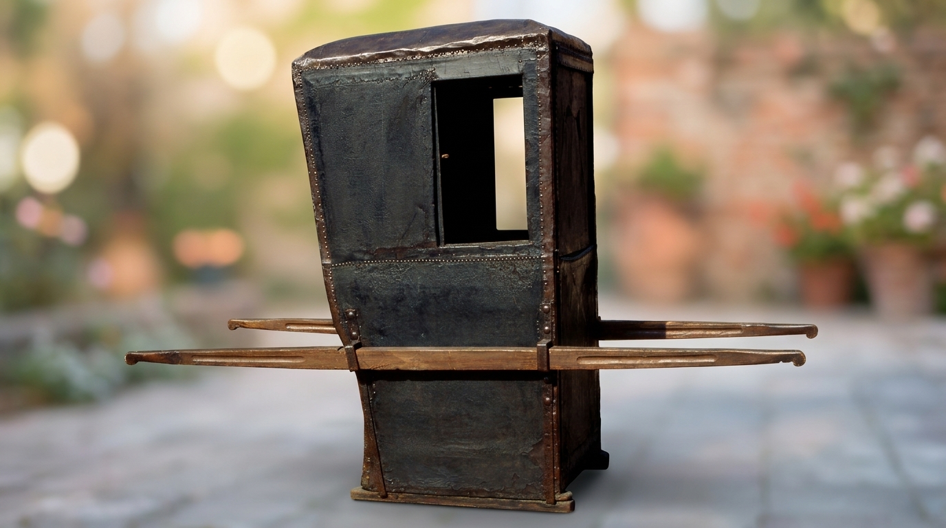 Sedan chair for carrying the infirm after restoration. Photo: MMB. Argo 16. Museu Marítim de Barcelona.