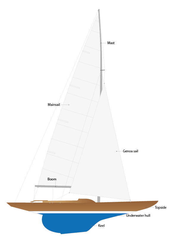 Infographic of the Drac with the main elements. Author: Carles Javierre. ARGO 16. Museu Marítimo de Barcelona.