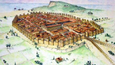 Recreació de la Bàrcino romana. Foto: geografiainfinita.com